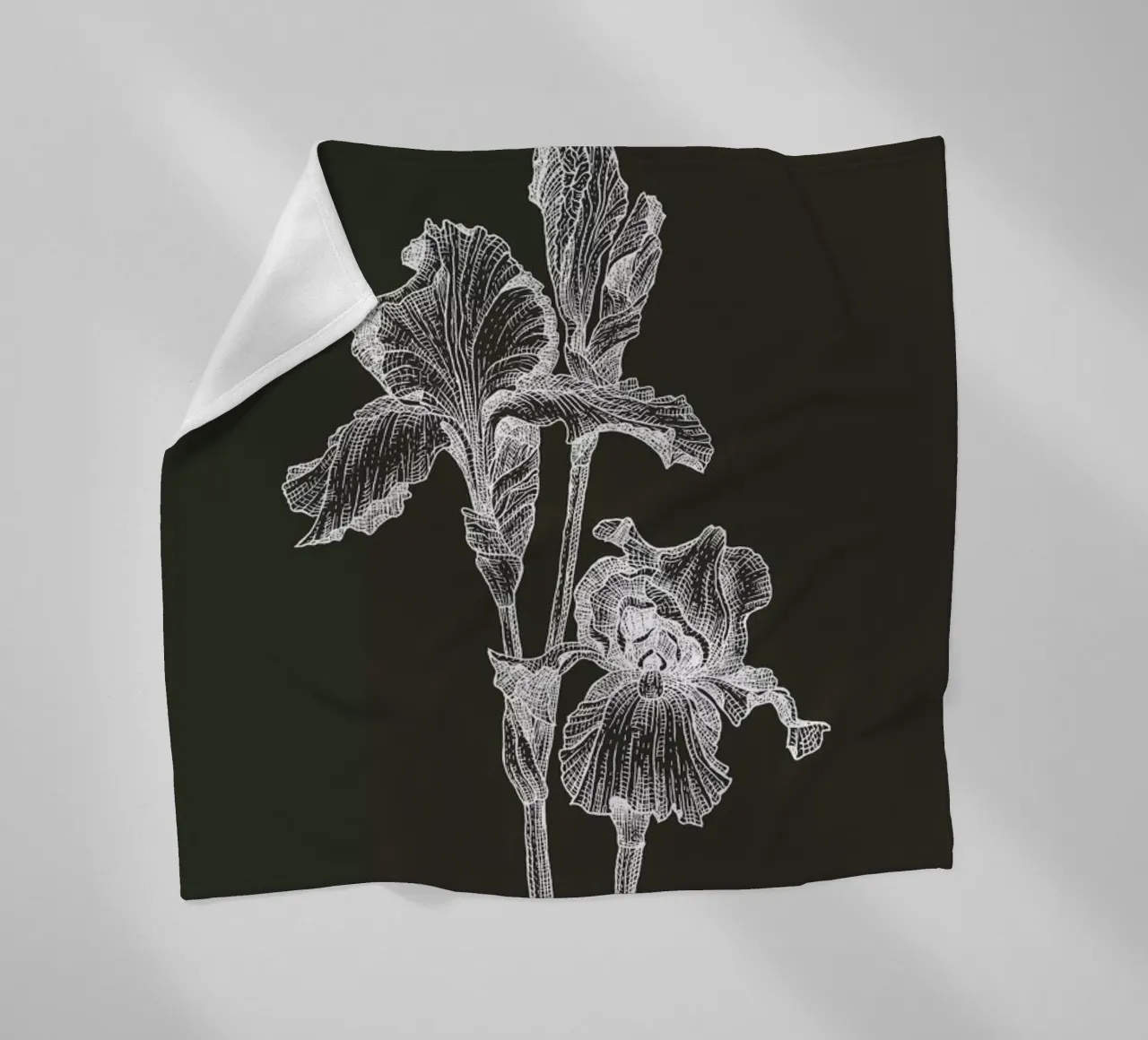 Orchids - White on Grey coperta in pile da Pen & Ink