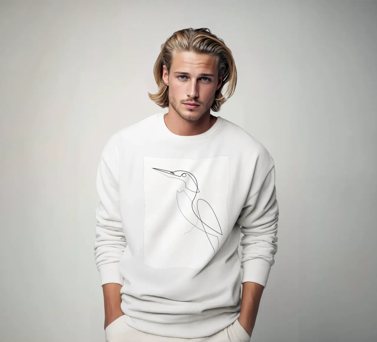 Martin pescatore - uccello a una linea felpa da Addillum