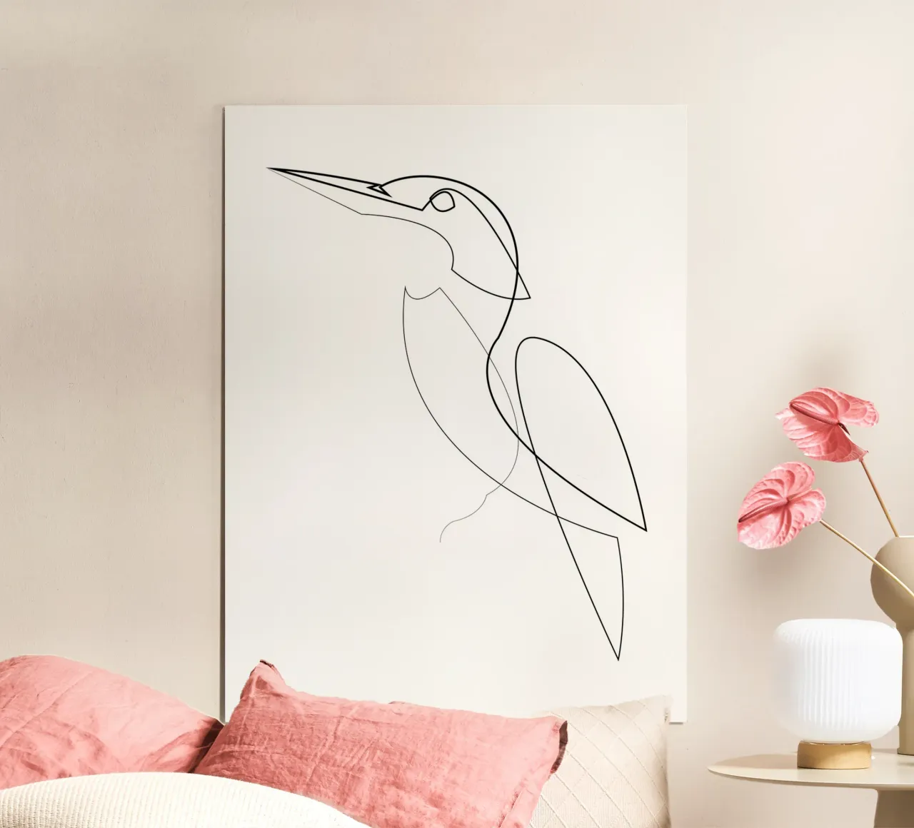 Martin pescatore - uccello a una linea carta hahnemühle da Addillum