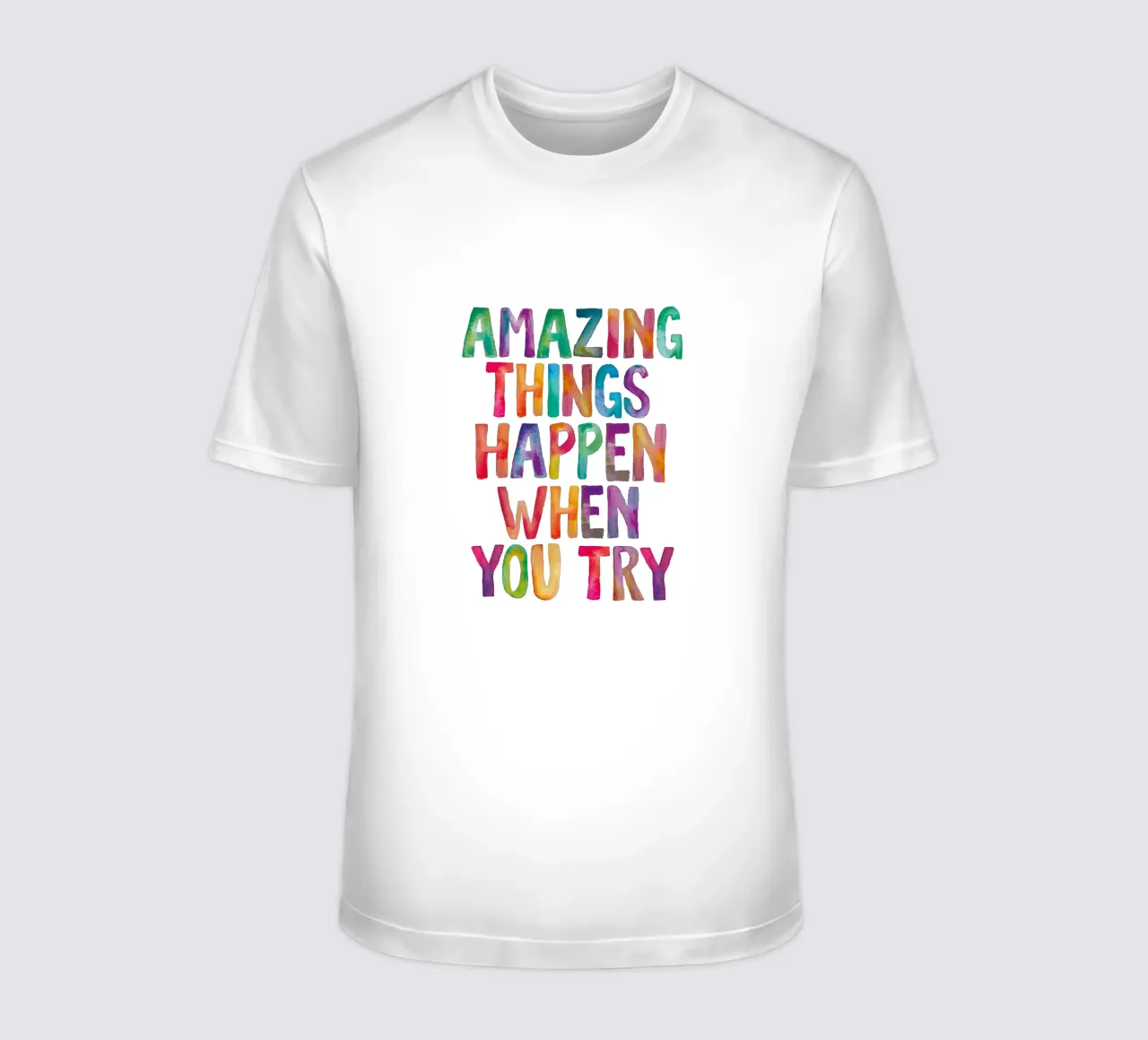 Succedono cose incredibili quando si prova il design tipografico arcobaleno t-shirt da THE MOTIVATED TYPE
