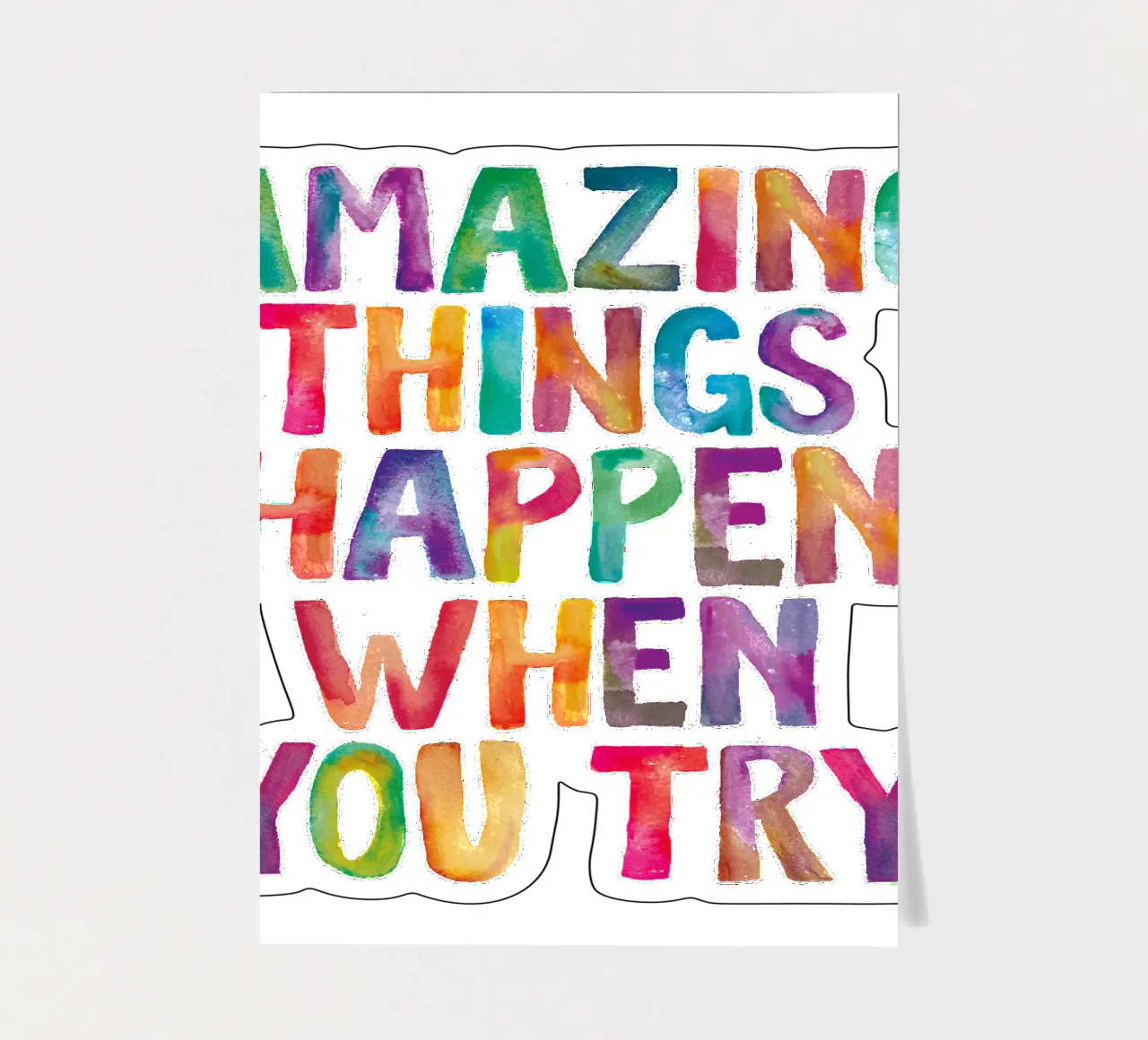 Amazing Things Happen When You Try Rainbow Typography Design sticker sheet by THE MOTIVATED TYPE