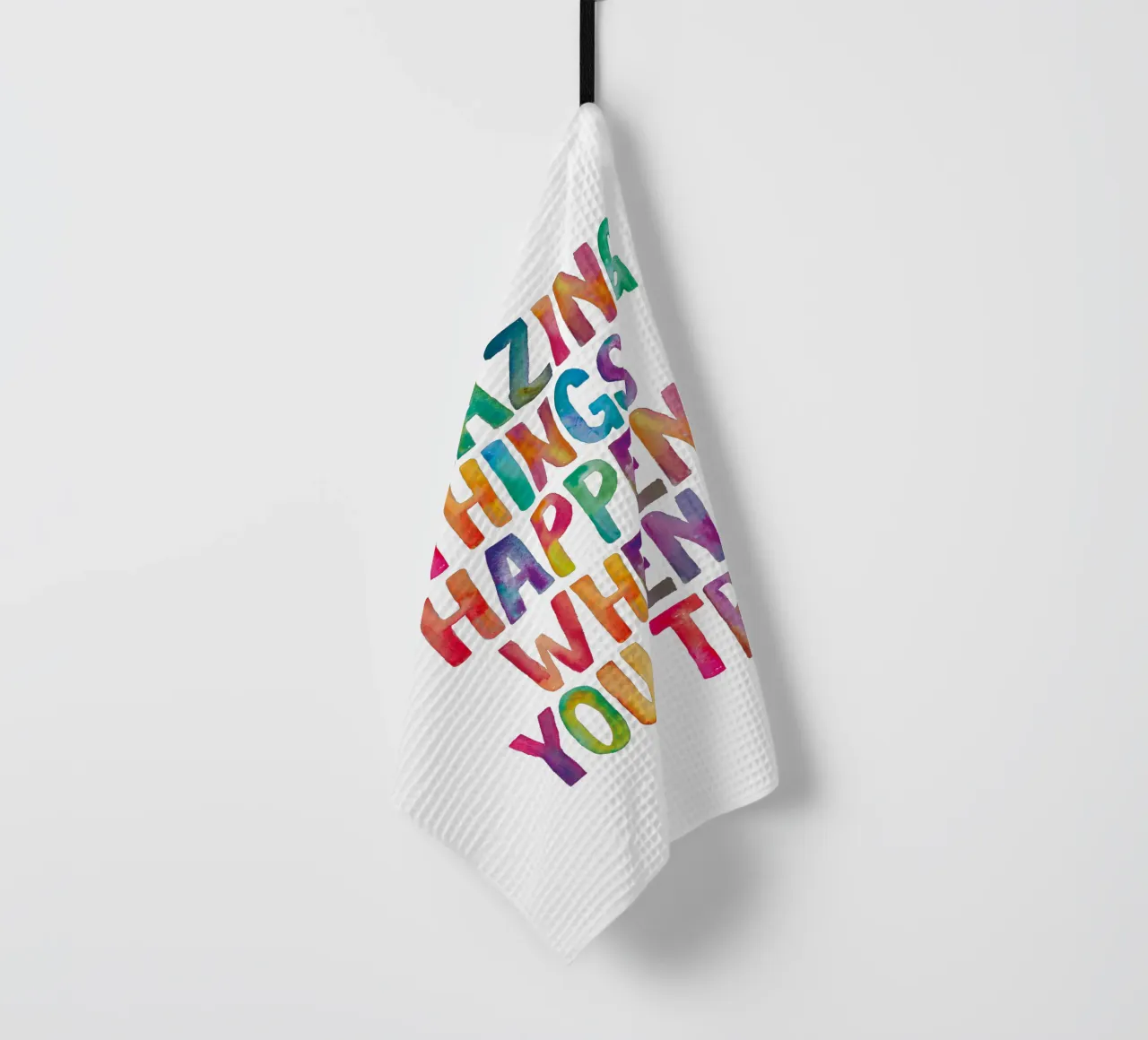 Succedono cose incredibili quando si prova il design tipografico arcobaleno canovaccio da cucina da THE MOTIVATED TYPE