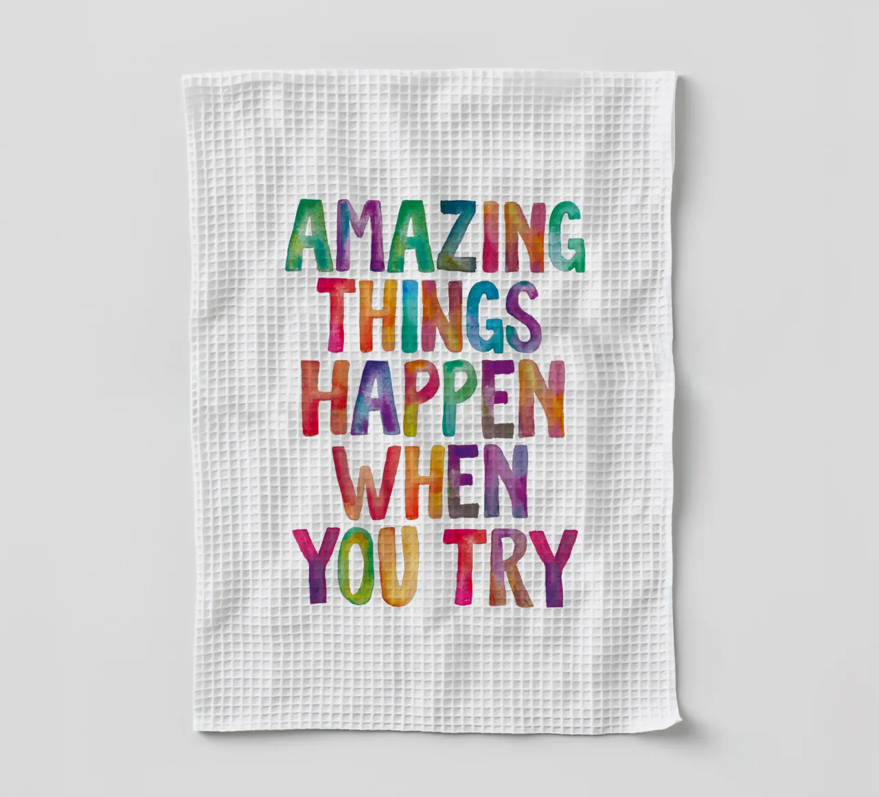 Succedono cose incredibili quando si prova il design tipografico arcobaleno canovaccio da cucina da THE MOTIVATED TYPE