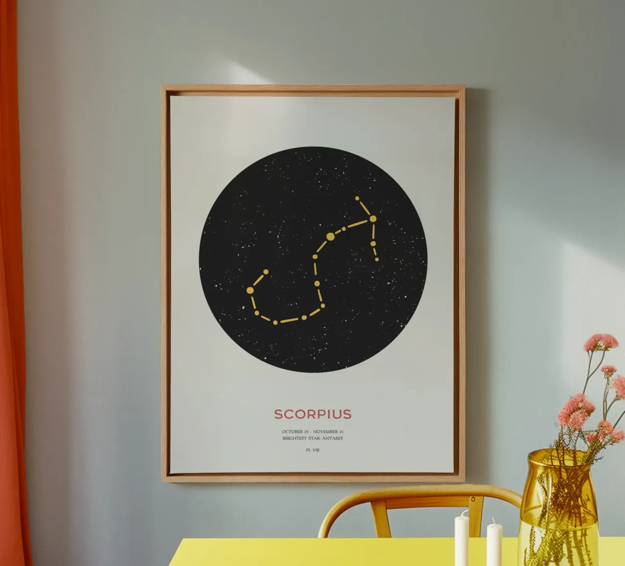 Scorpio - Constellation of the zodiac canvas with Floater frame by Vintagrafica