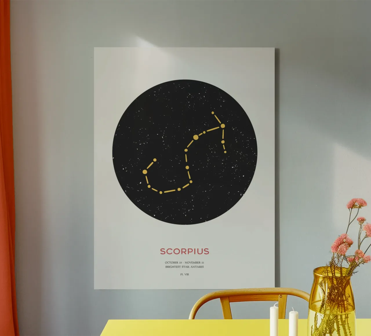 Scorpio - Constellation of the zodiac canvas with Floater frame by Vintagrafica