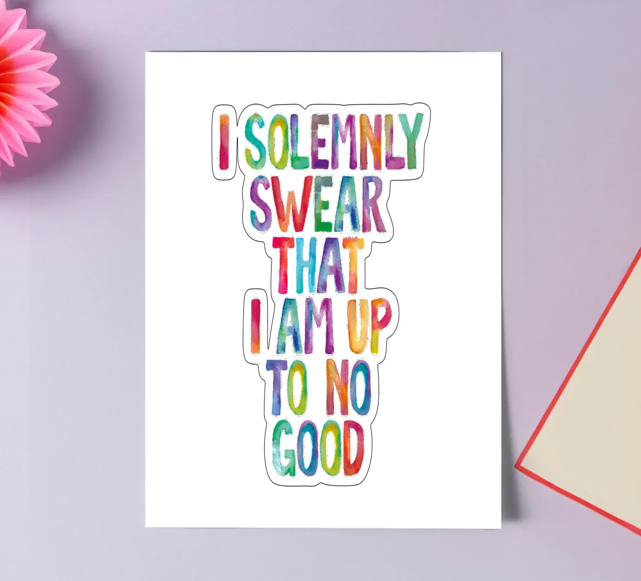 Giuro solennemente che non sto combinando nulla di buono Regenbogen Design foglio adesivo da THE MOTIVATED TYPE
