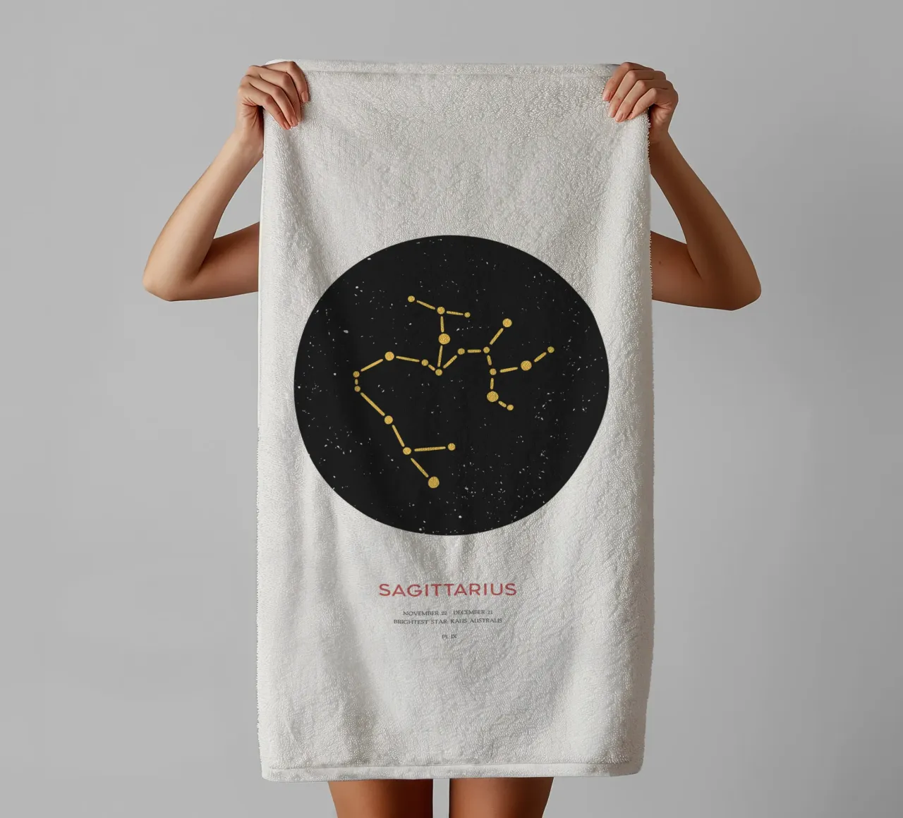 Sagittarius - Sternbild des Tierkreises Handtuch von Vintagrafica