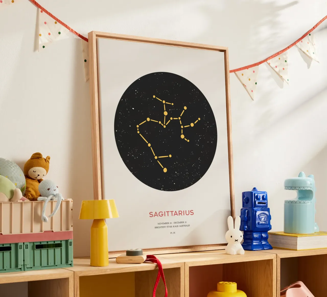 Sagittarius - Constellation of the zodiac canvas with Floater frame by Vintagrafica