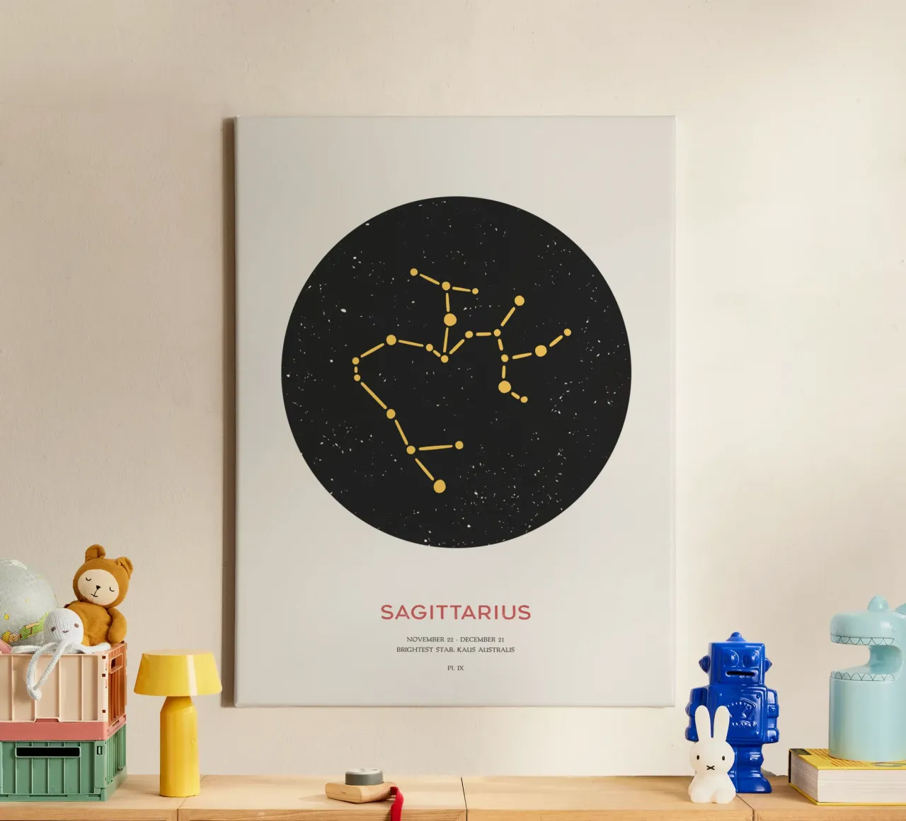 Sagittarius - Constellation of the zodiac canvas with Floater frame by Vintagrafica