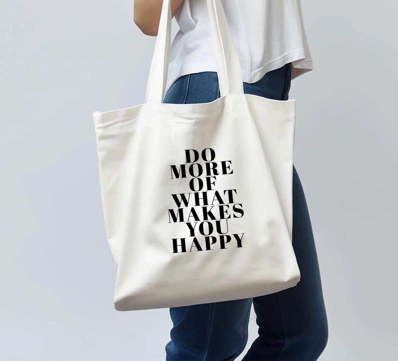 Do More of What Makes You Happy Jutebeutel von Typo Designs