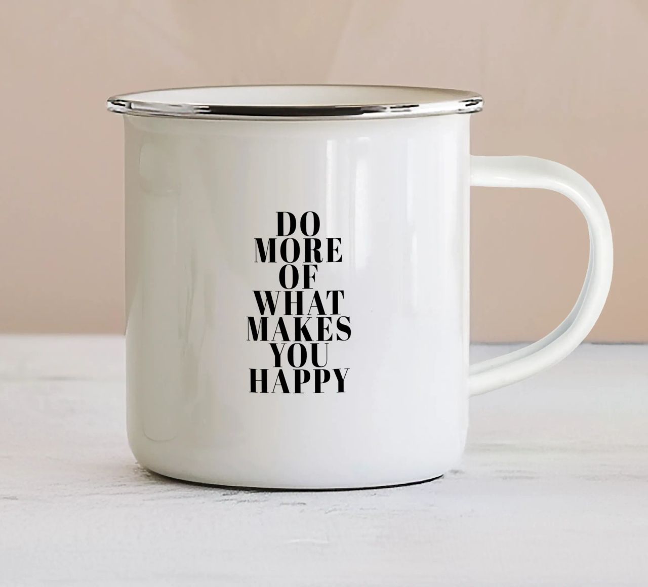 Do More of What Makes You Happy Emaille Tasse von Typo Designs
