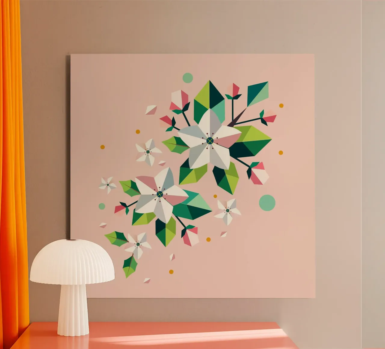 Ramo geometrico di fiori di melo - Eleganza primaverile pannello forex da namosh