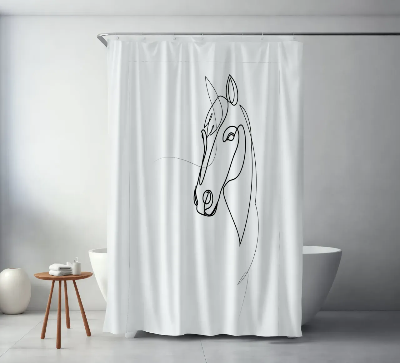 Confidence - one line horse shower curtain by Addillum
