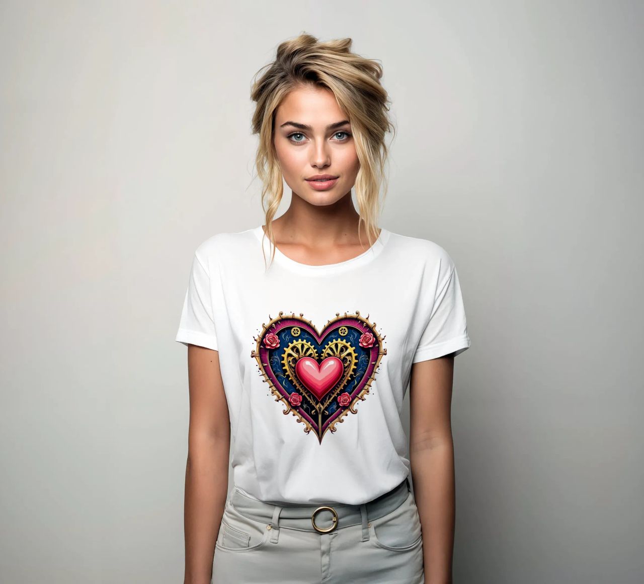 Steampunk hart: Versnellingen van liefde dames t-shirt getailleerd van artdesign1985