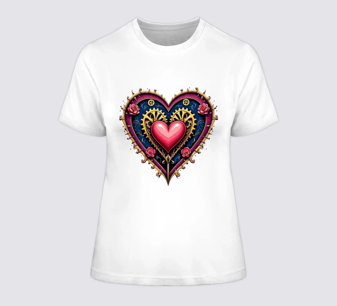 Steampunk hart: Versnellingen van liefde dames t-shirt getailleerd van artdesign1985