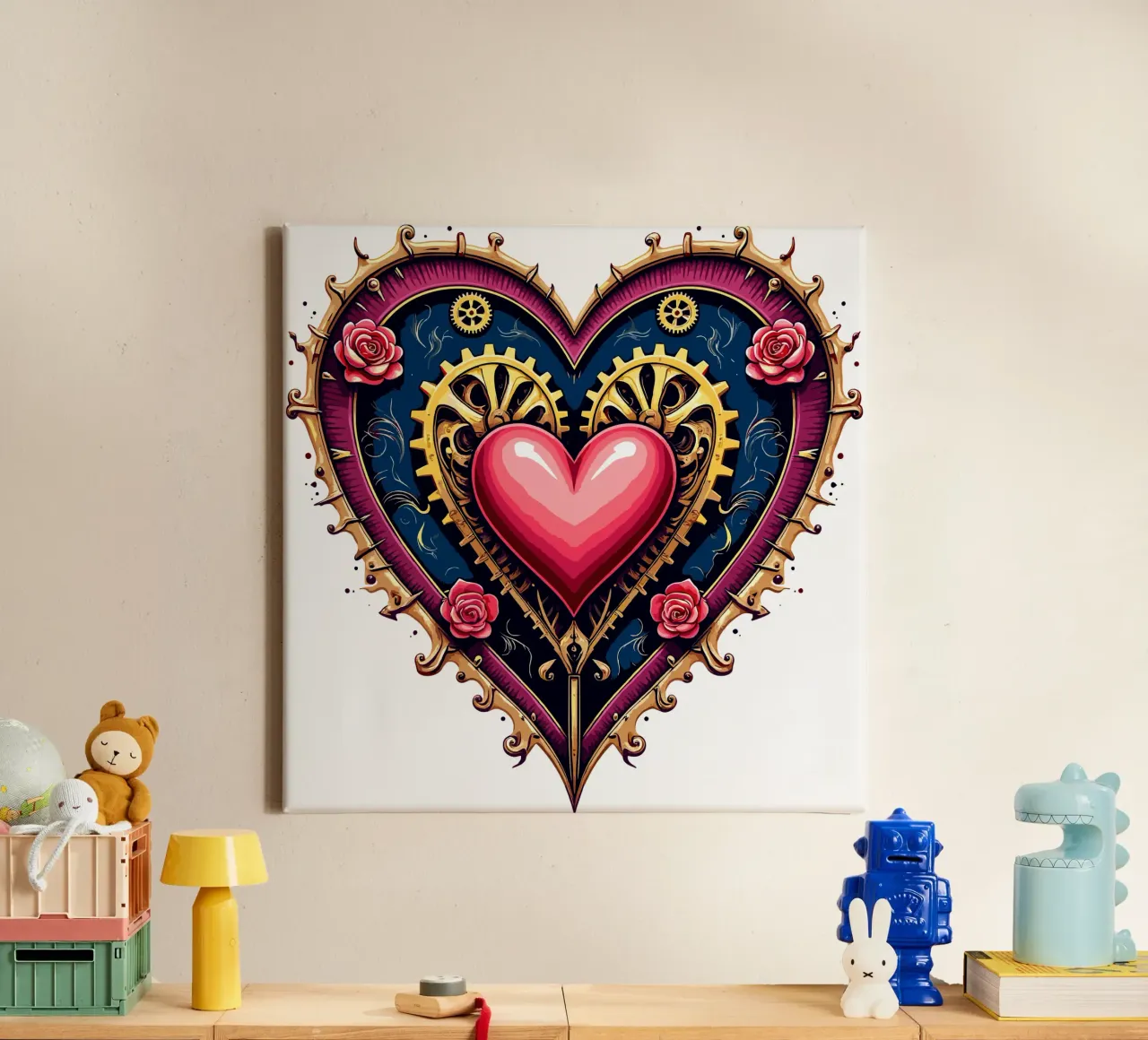 Steampunk Heart: Gears of Love canvas by artdesign1985
