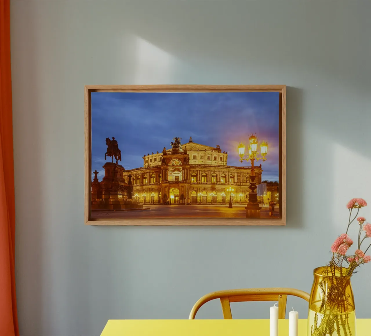 Semperoper bei Nacht, tela con Cornice a cassetta da Reisefotografie - Bilder aus aller Welt