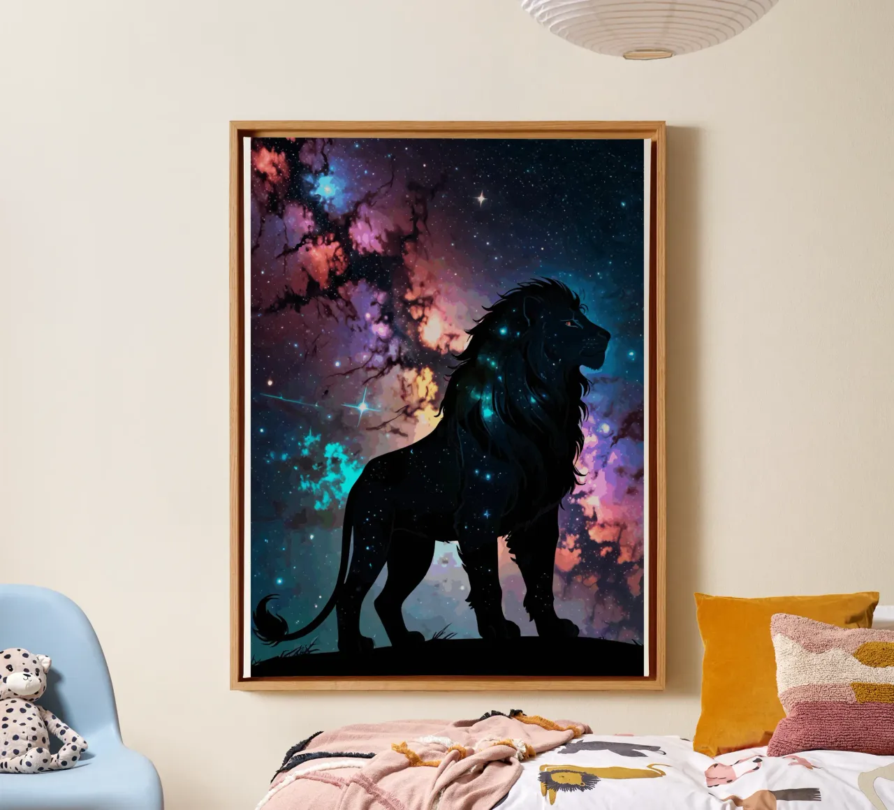 Cosmic Lion: King of the Galaxy canvas with Floater frame by artdesign1985