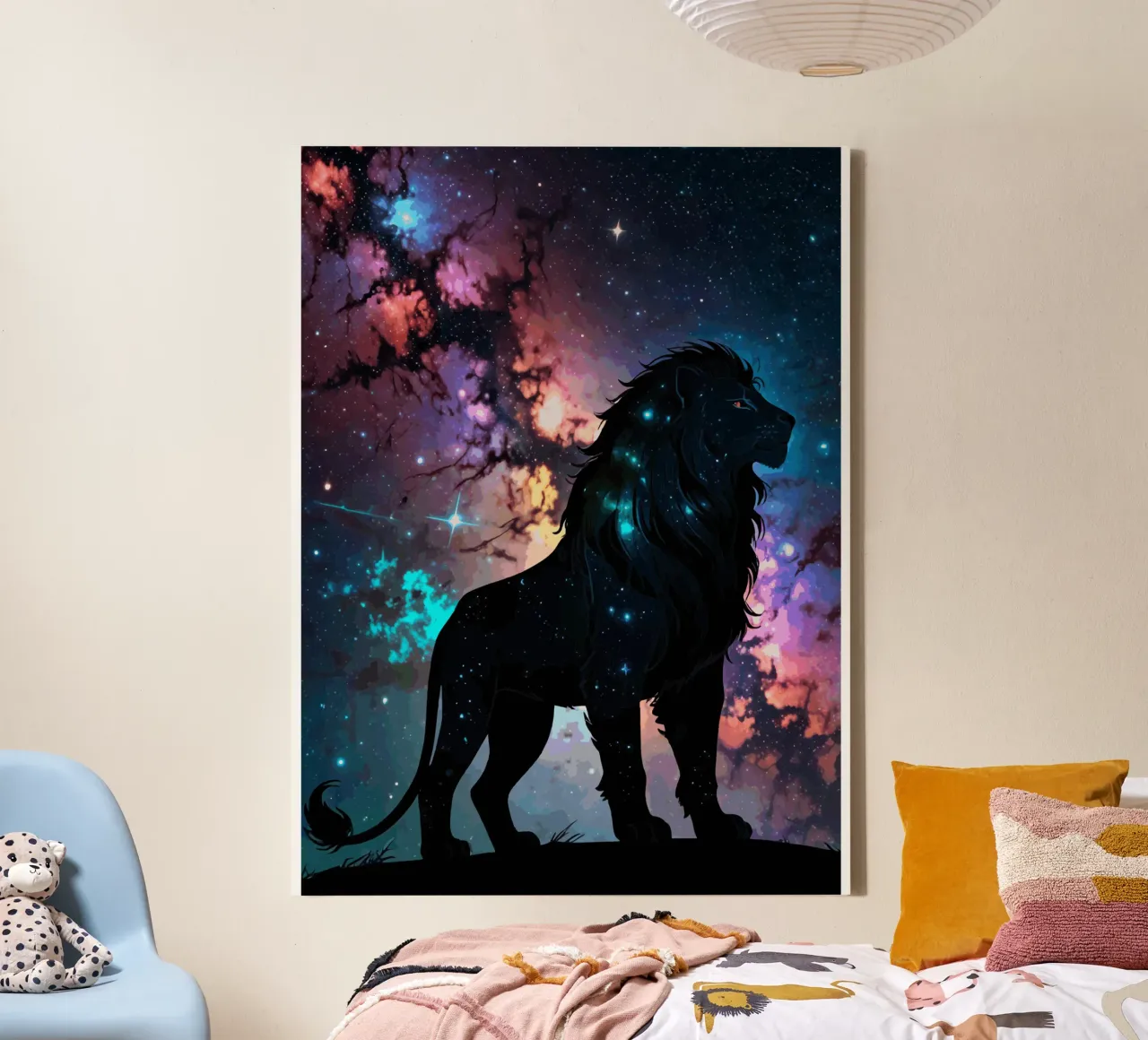 Cosmic Lion: King of the Galaxy canvas with Floater frame by artdesign1985