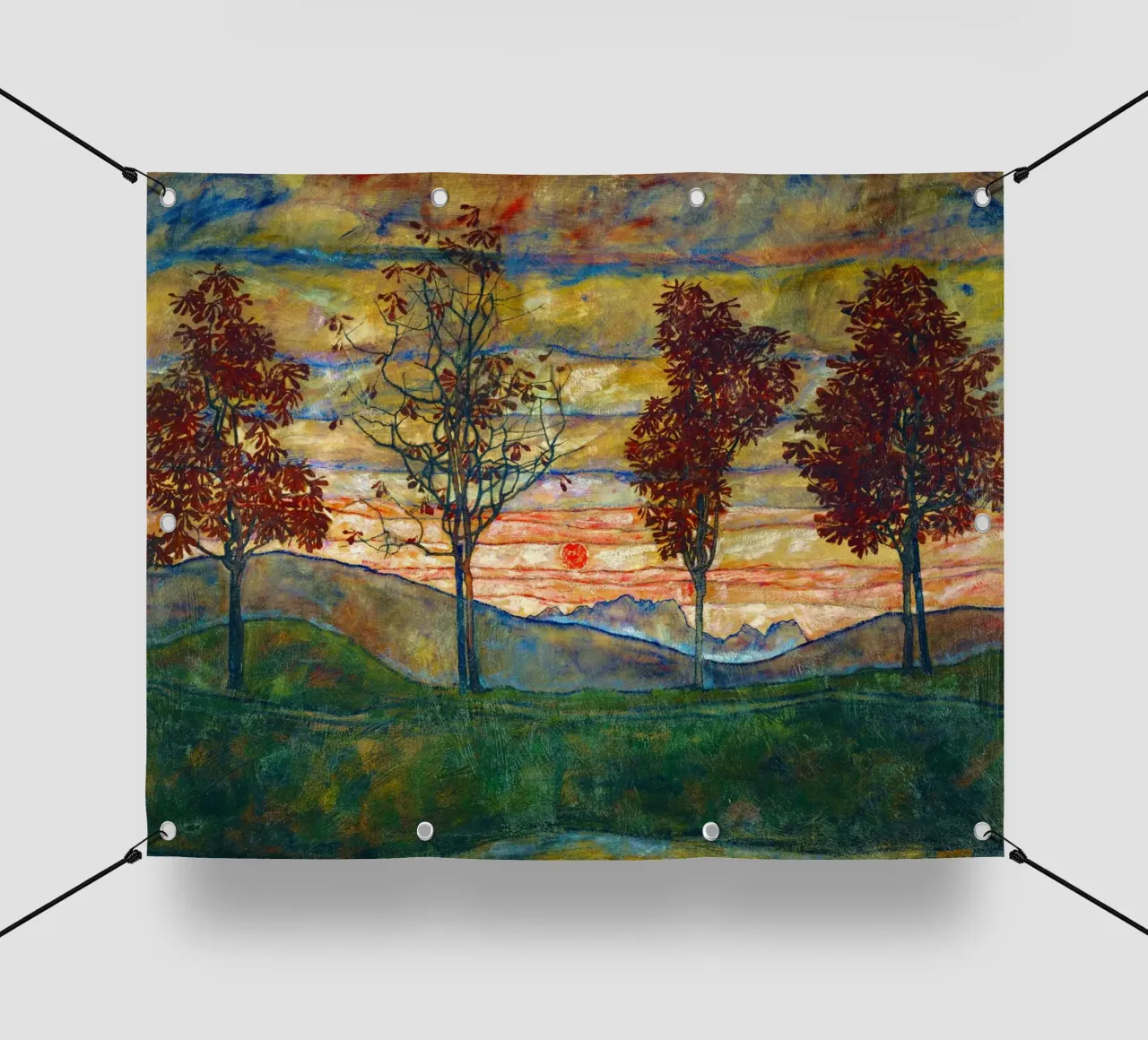 Egon Schiele - Quattro alberi, 1917 telo in pvc da Timeless Artworks