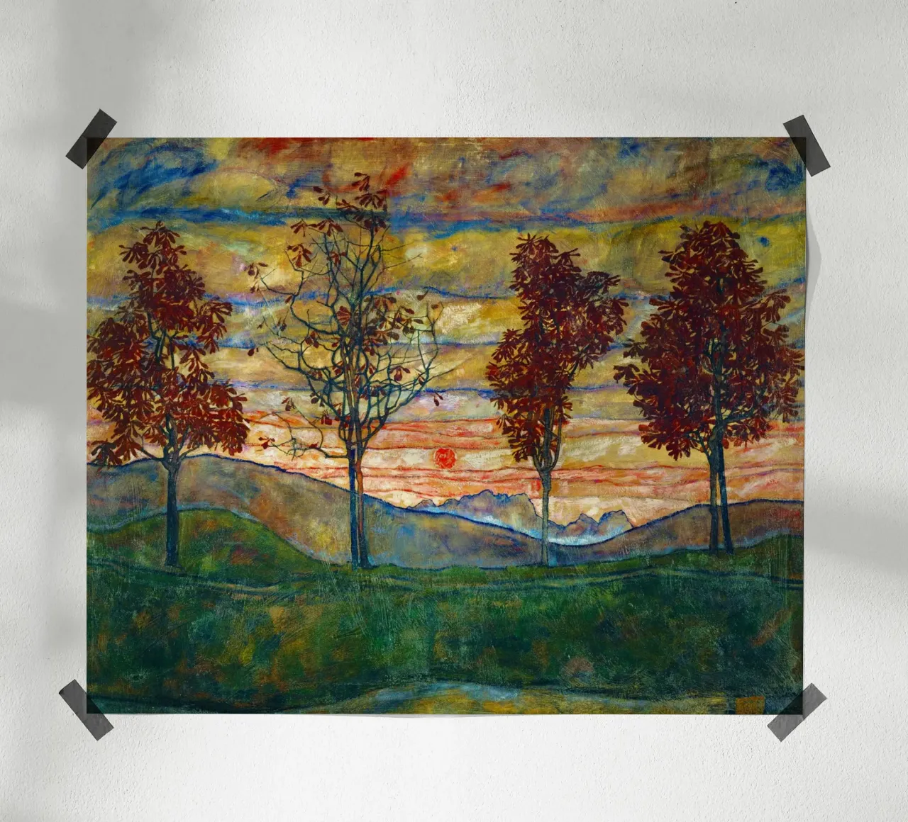 Egon Schiele - Quattro alberi, 1917 poster da Timeless Artworks
