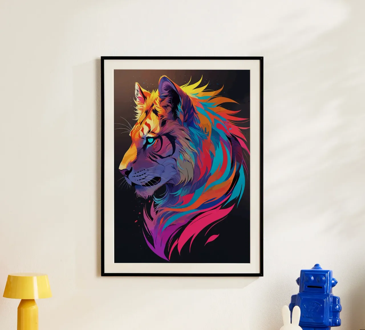 Lebendiger Tiger: Entfesseln Sie Ihre inneren Farben Poster mit Kunststoffrahmen von artdesign1985
