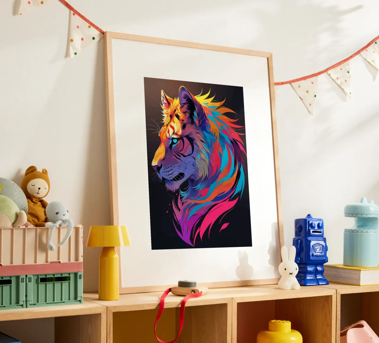 Lebendiger Tiger: Entfesseln Sie Ihre inneren Farben Poster mit Kunststoffrahmen von artdesign1985