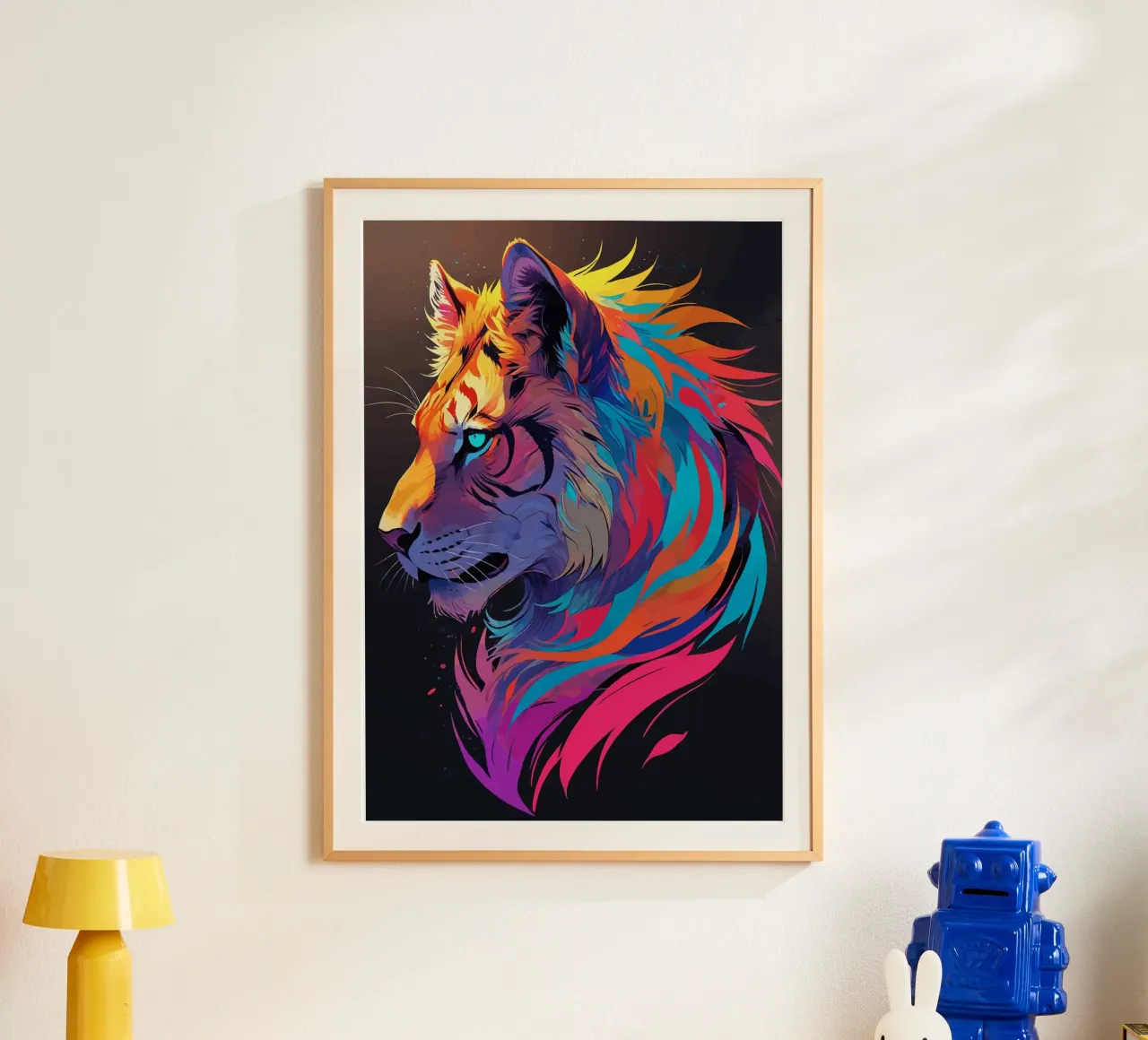 Lebendiger Tiger: Entfesseln Sie Ihre inneren Farben Poster mit Kunststoffrahmen von artdesign1985