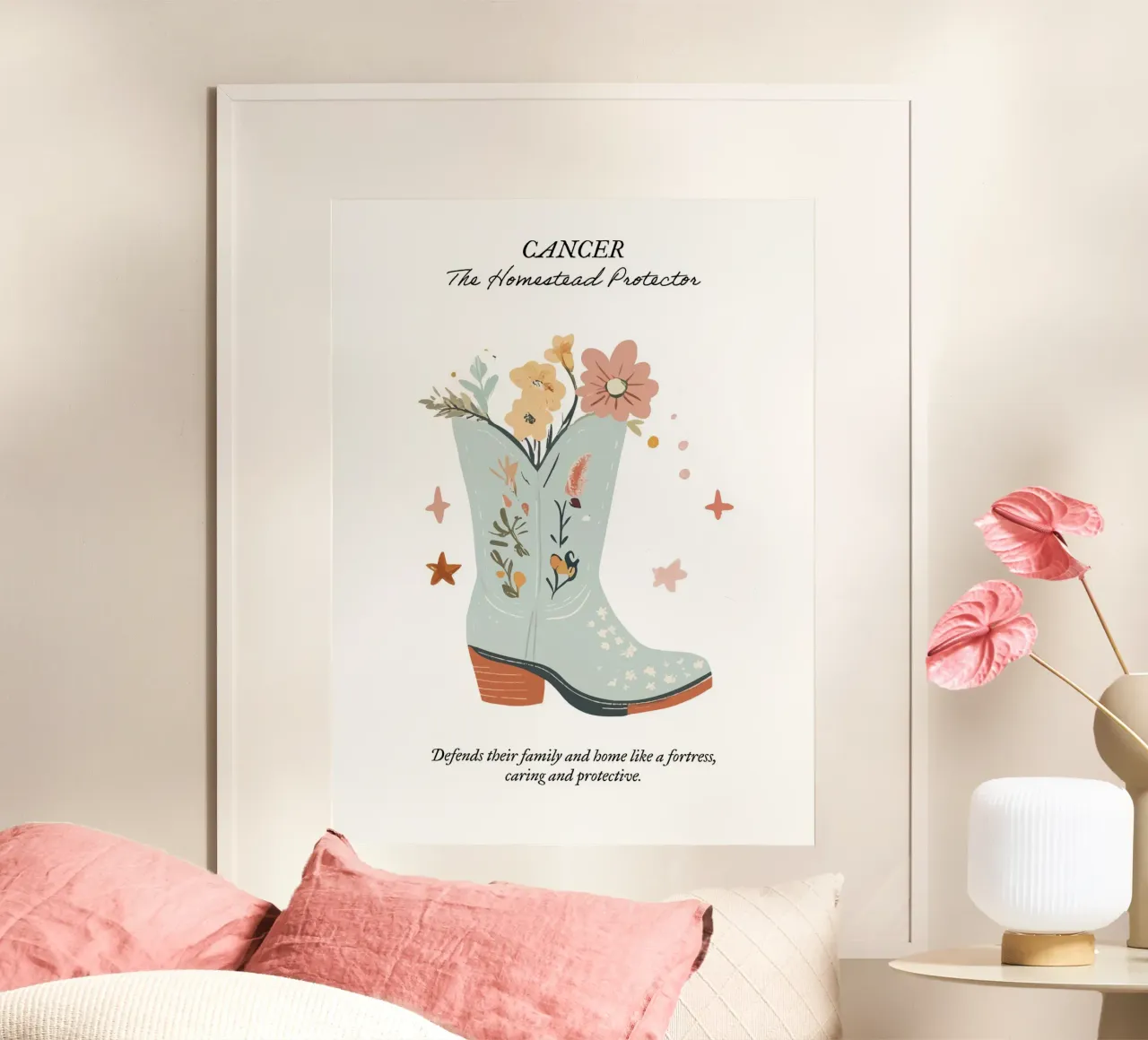 Cáncer Signo Zodiacal, Botas Vaqueras poster de Peaches Art Prints