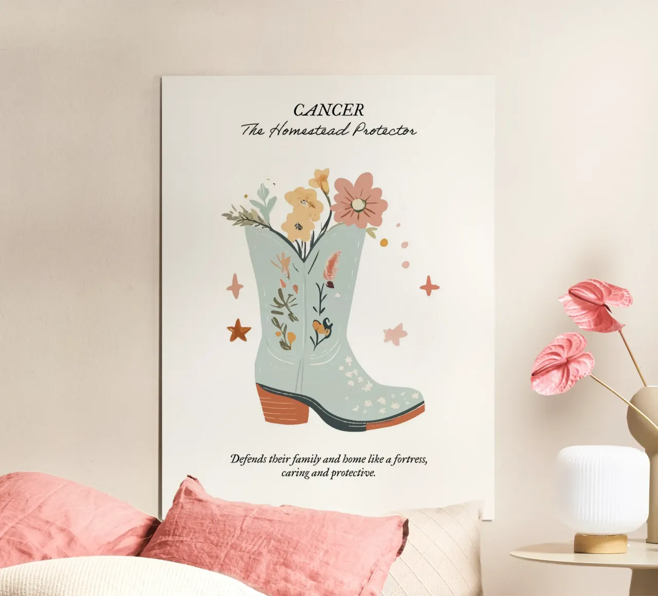 Cáncer Signo Zodiacal, Botas Vaqueras poster de Peaches Art Prints