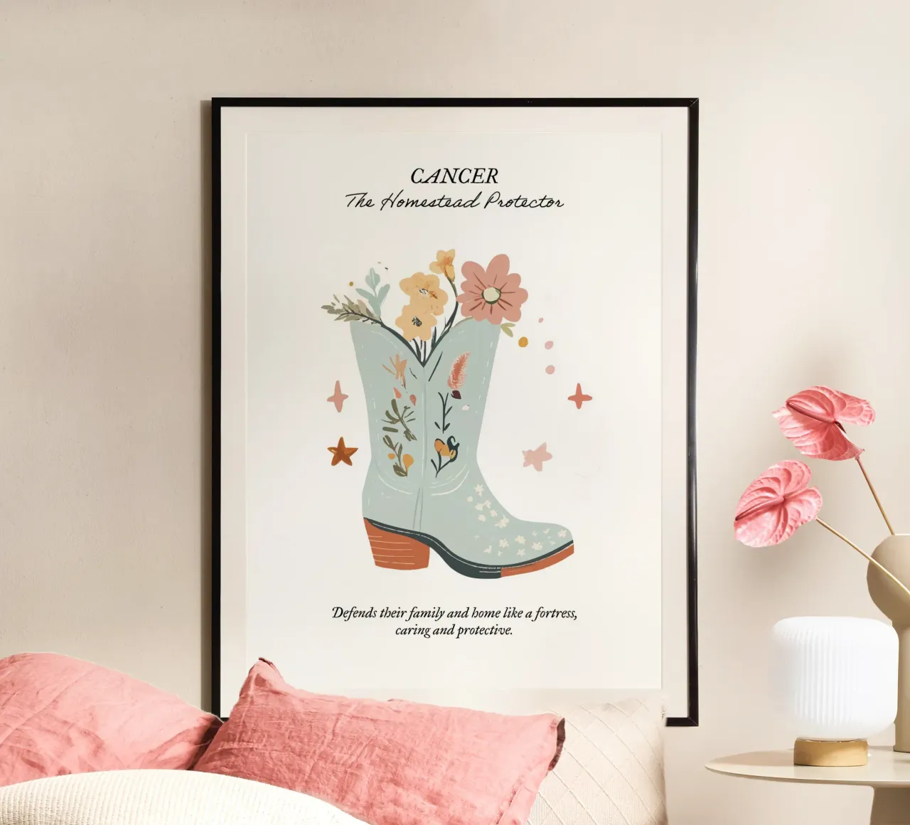 Cáncer Signo Zodiacal, Botas Vaqueras poster de Peaches Art Prints