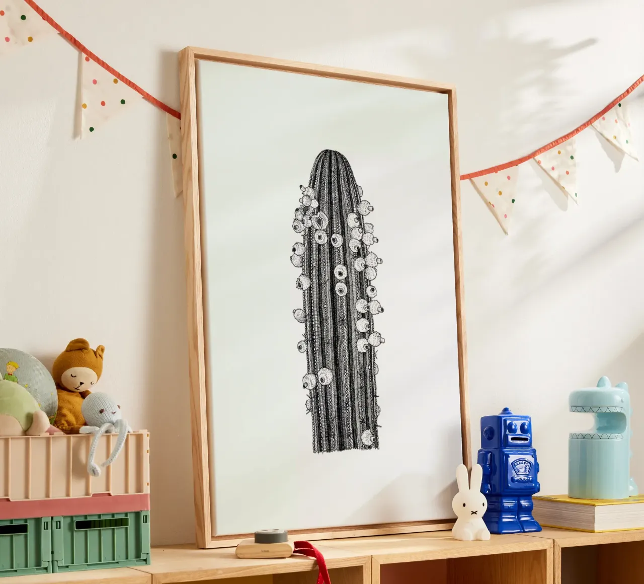 Big Cactus tela con Cornice a cassetta da Pen & Ink