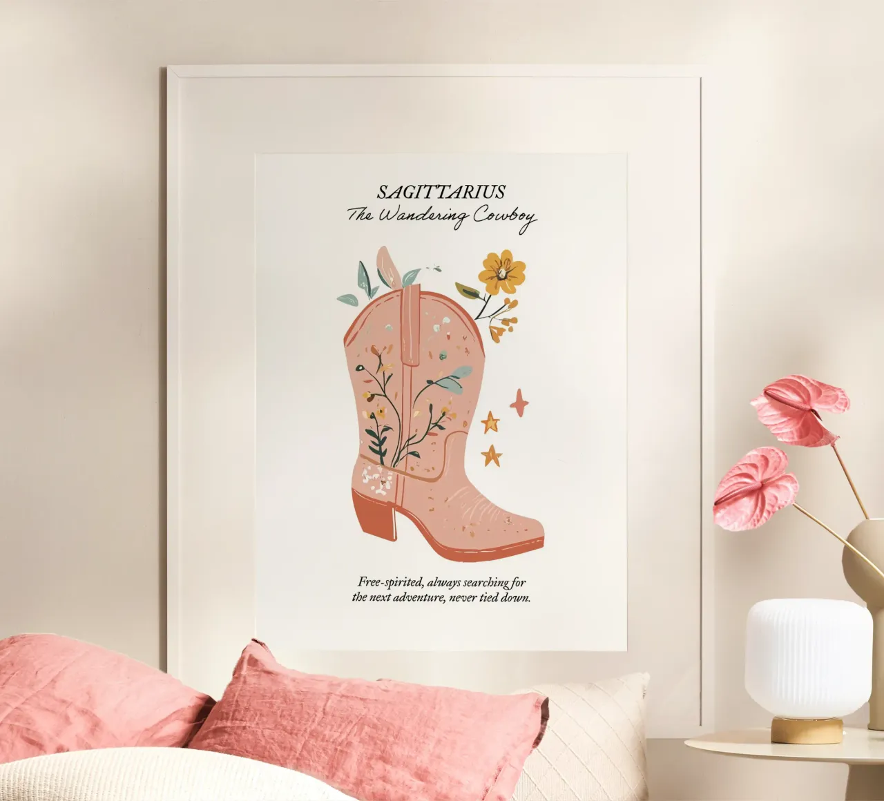 Sagitario, Signo Zodiacal, Botas Vaqueras poster de Peaches Art Prints