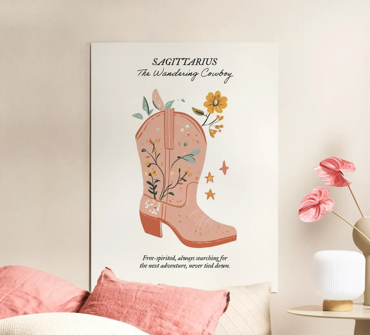 Sagitario, Signo Zodiacal, Botas Vaqueras poster de Peaches Art Prints