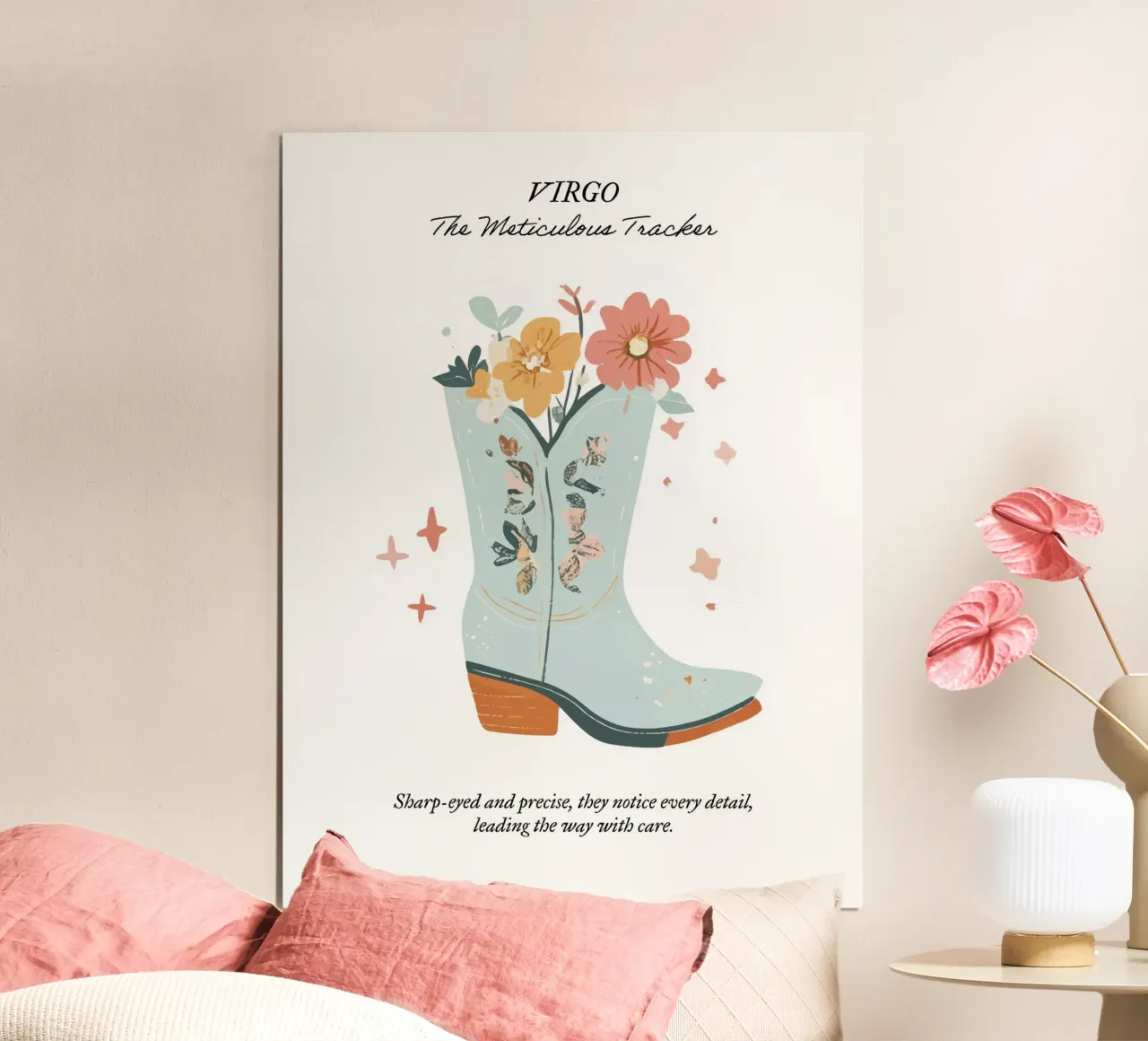 Vierge, signe astrologique du zodiaque, bottes de cow-boy poster de Peaches Art Prints