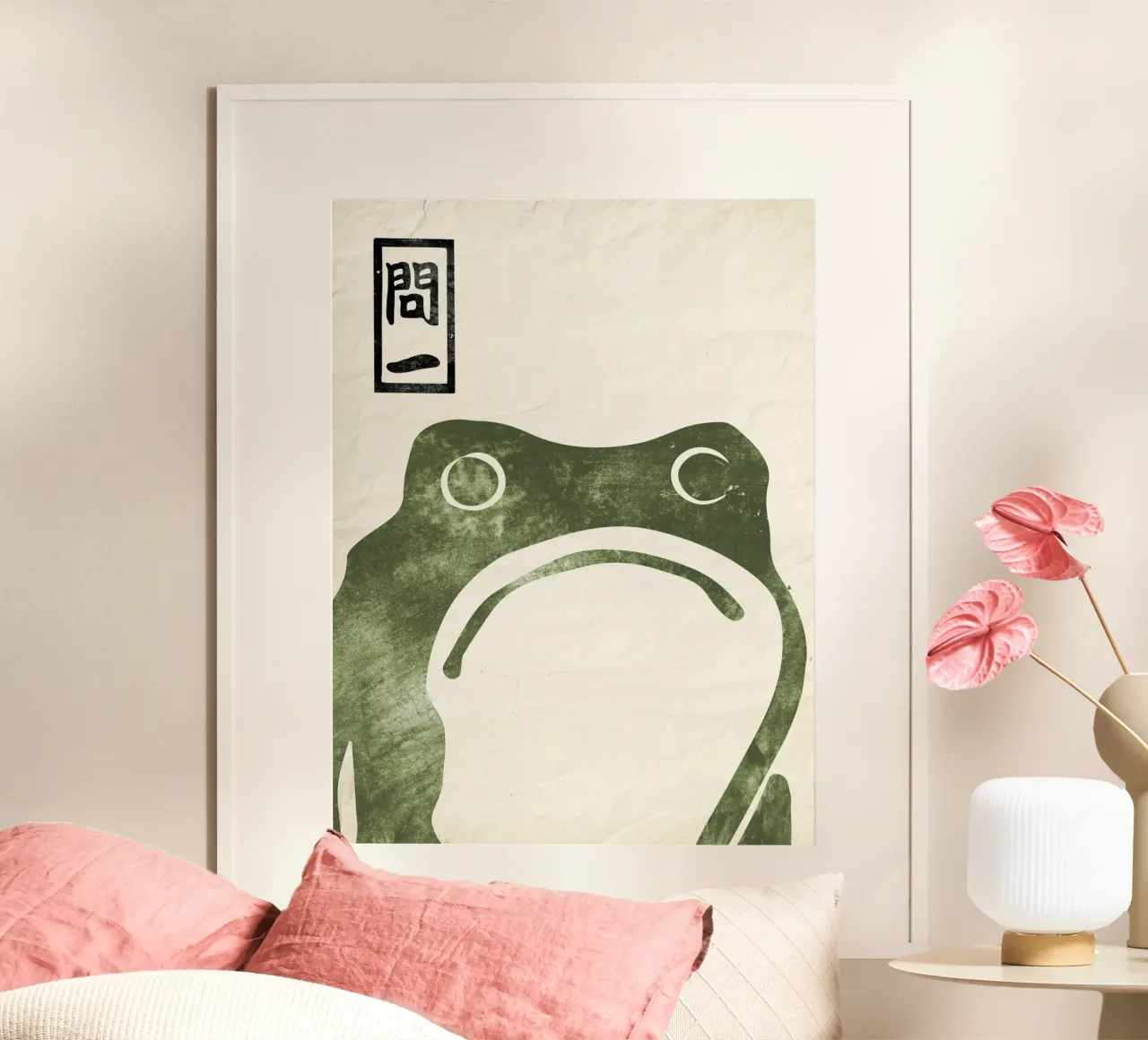 Rana grande Matsumoto Hoji Rana carta vintage giapponese verde poster con telaio in alluminio da Peaches Art Prints