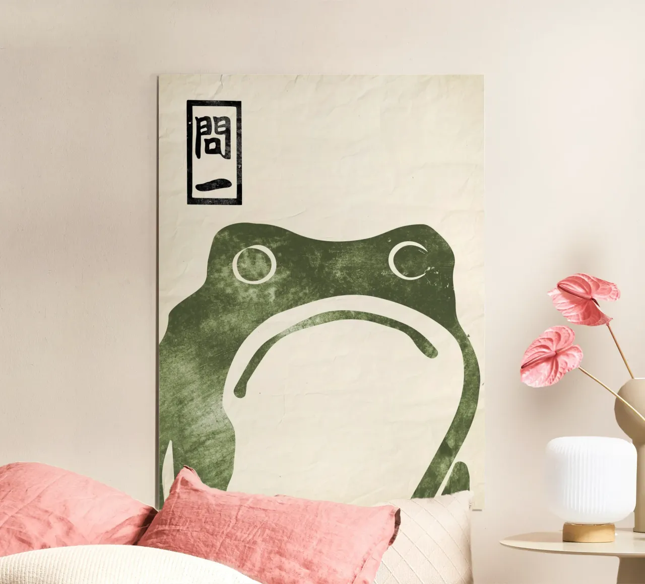 Rana grande Matsumoto Hoji Rana carta vintage giapponese verde poster con telaio in alluminio da Peaches Art Prints