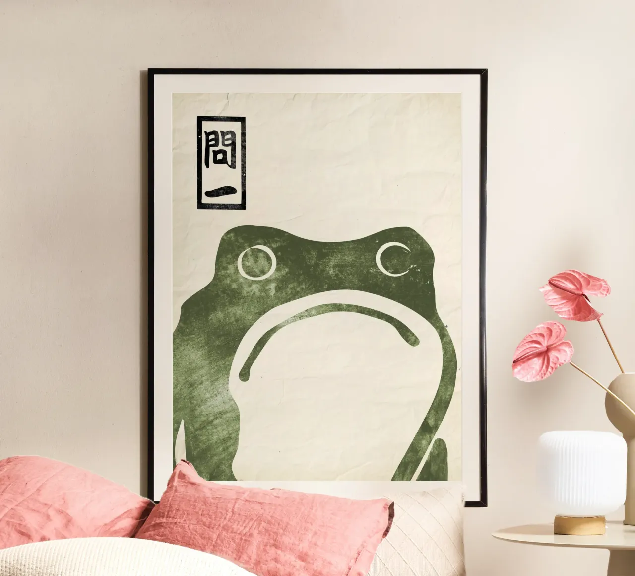 Rana grande Matsumoto Hoji Rana carta vintage giapponese verde poster con telaio in alluminio da Peaches Art Prints