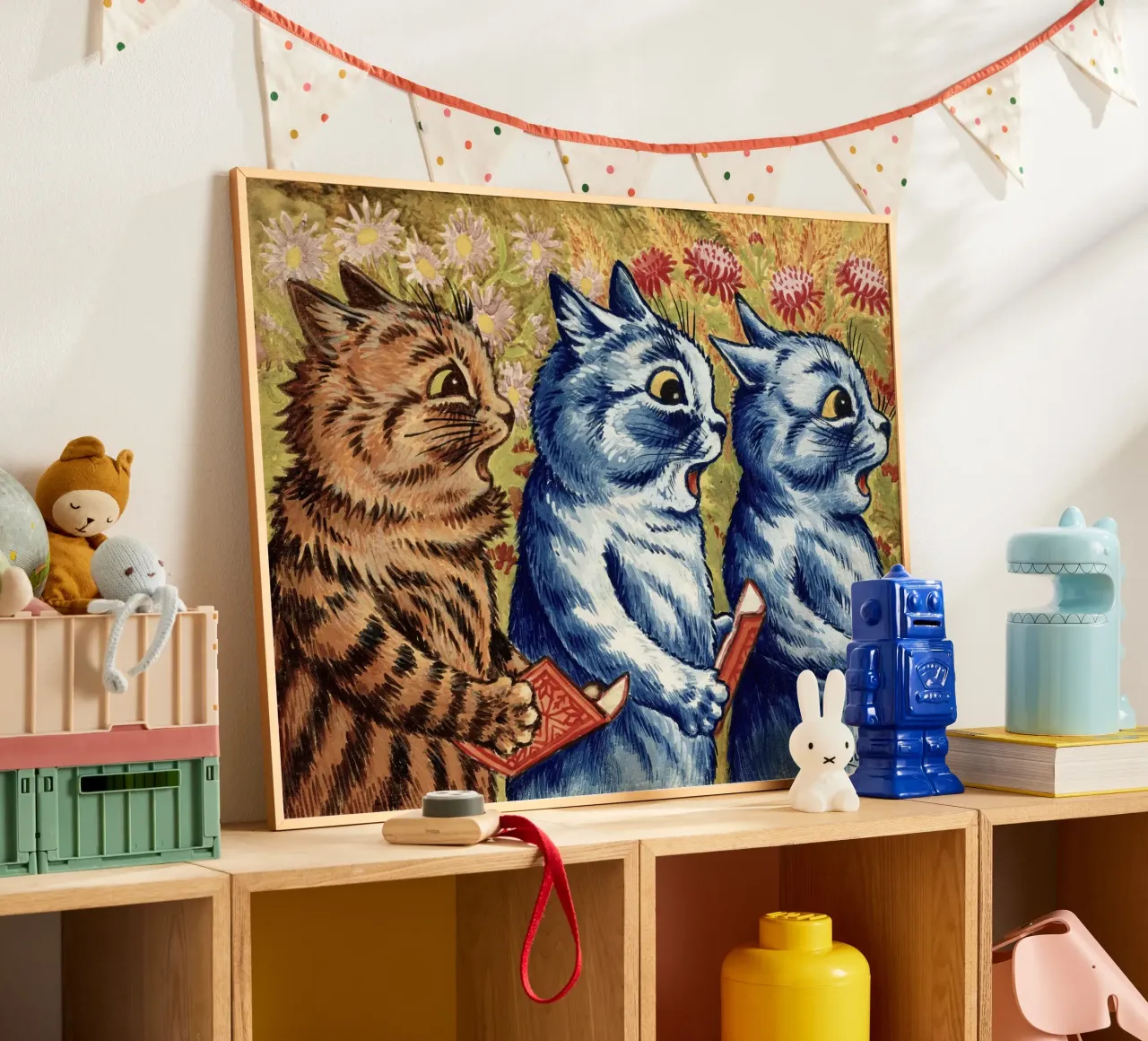 Louis Wain Gatti Tre gatti che cantano acquerello poster da Peaches Art Prints