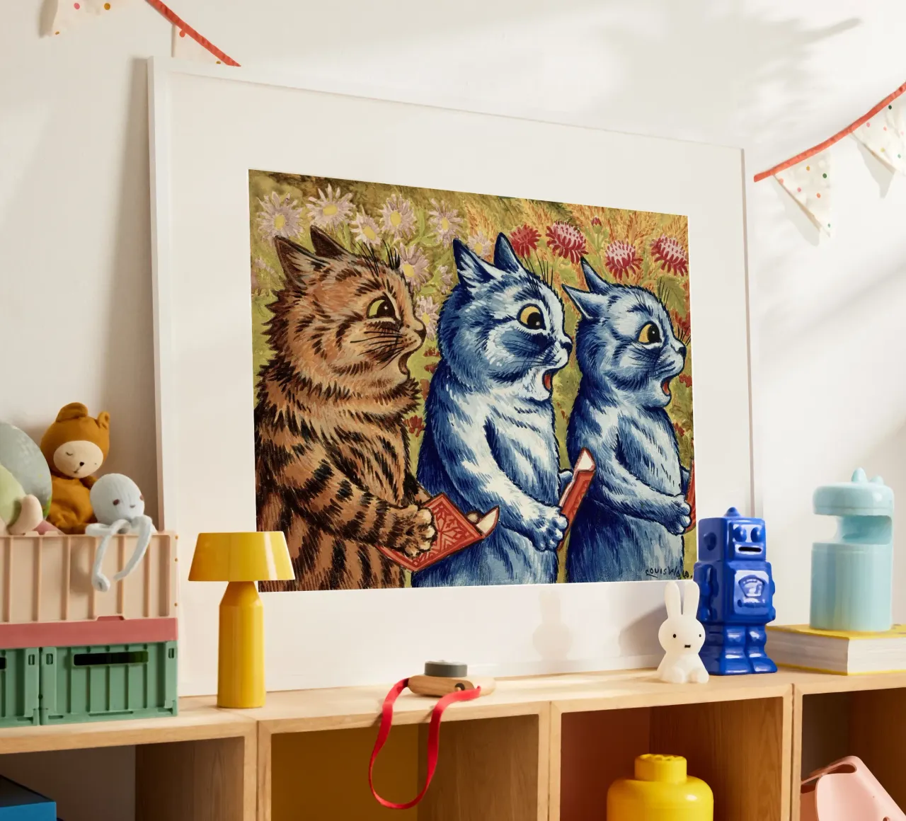 Louis Wain Gatti Tre gatti che cantano acquerello poster da Peaches Art Prints