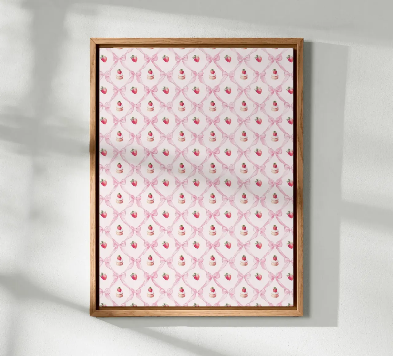 Roze Strikken Aardbeientaart Preppy Plaid Boho French Coquette aluminium-dibond van Gentle Echoes Art