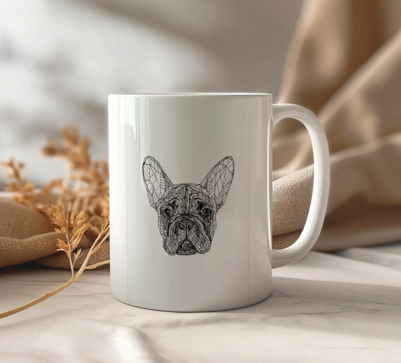 Frenchie ceramic mug by Pen & Ink