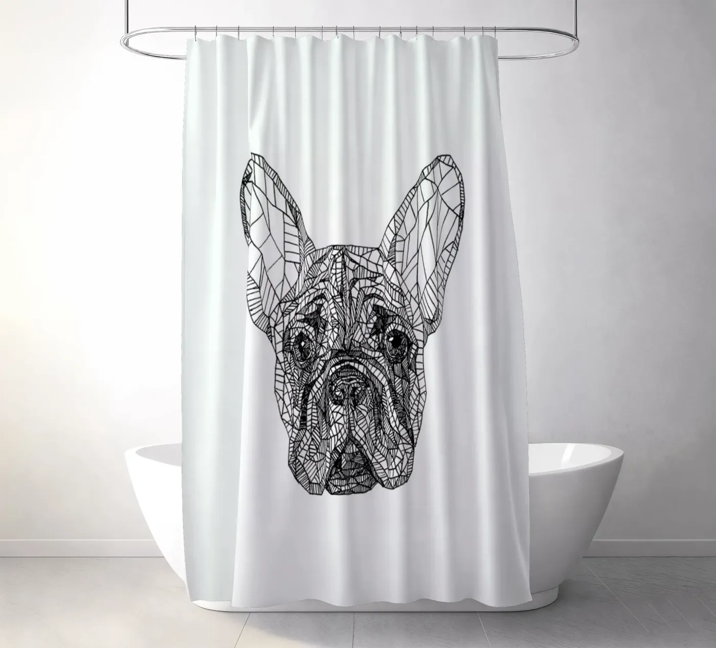 Frenchie Duschvorhang von Pen & Ink