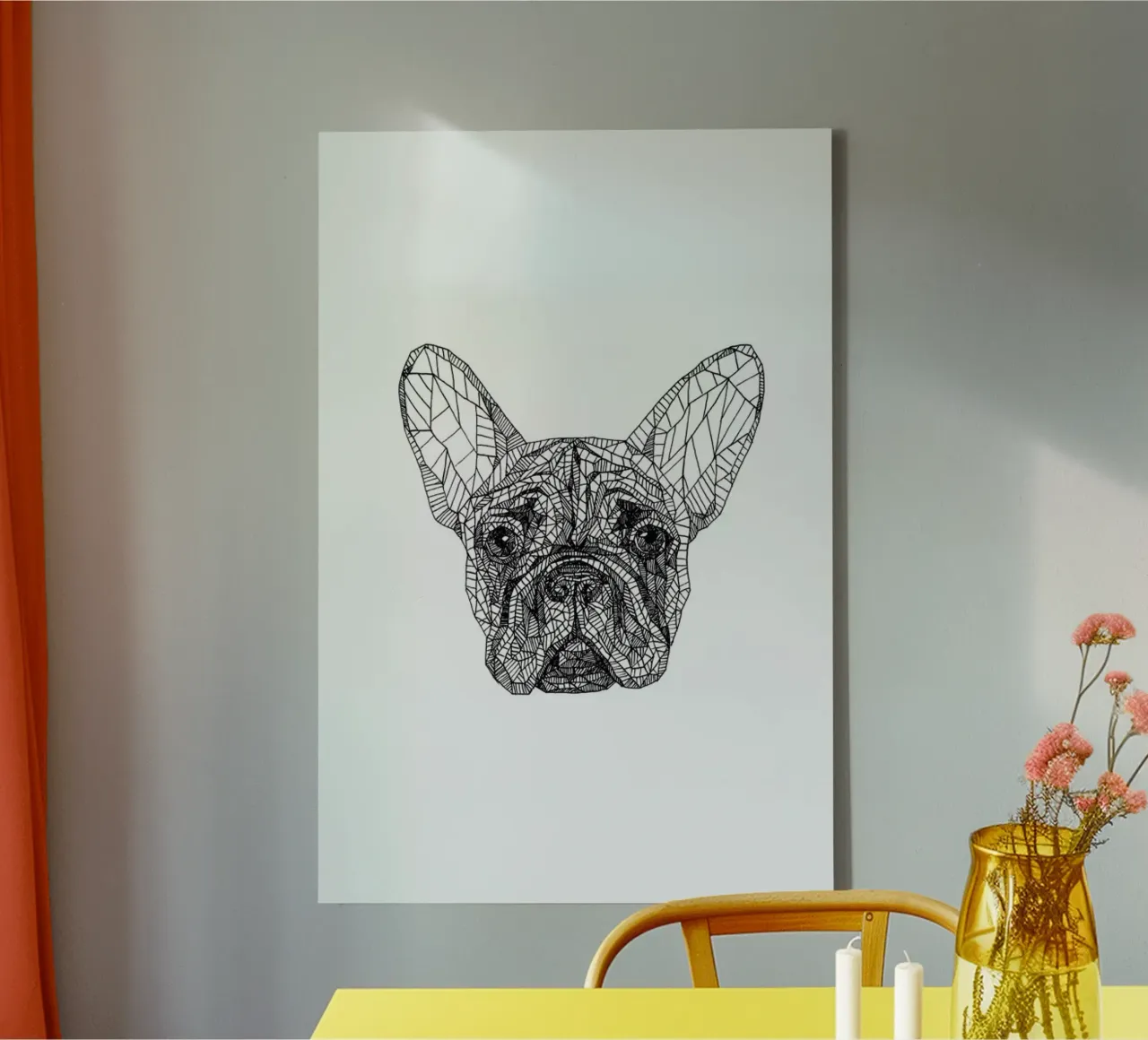 Frenchie tela con Cornice a cassetta da Pen & Ink