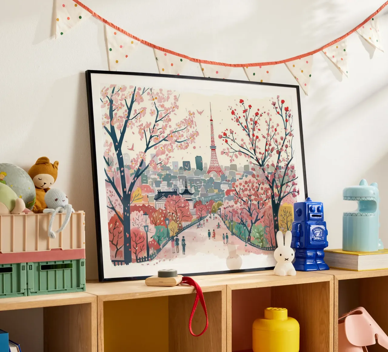 Tokio, Japan, Kersenbloesem, Sakura, Landschap Reiskunst poster van Peaches Art Prints