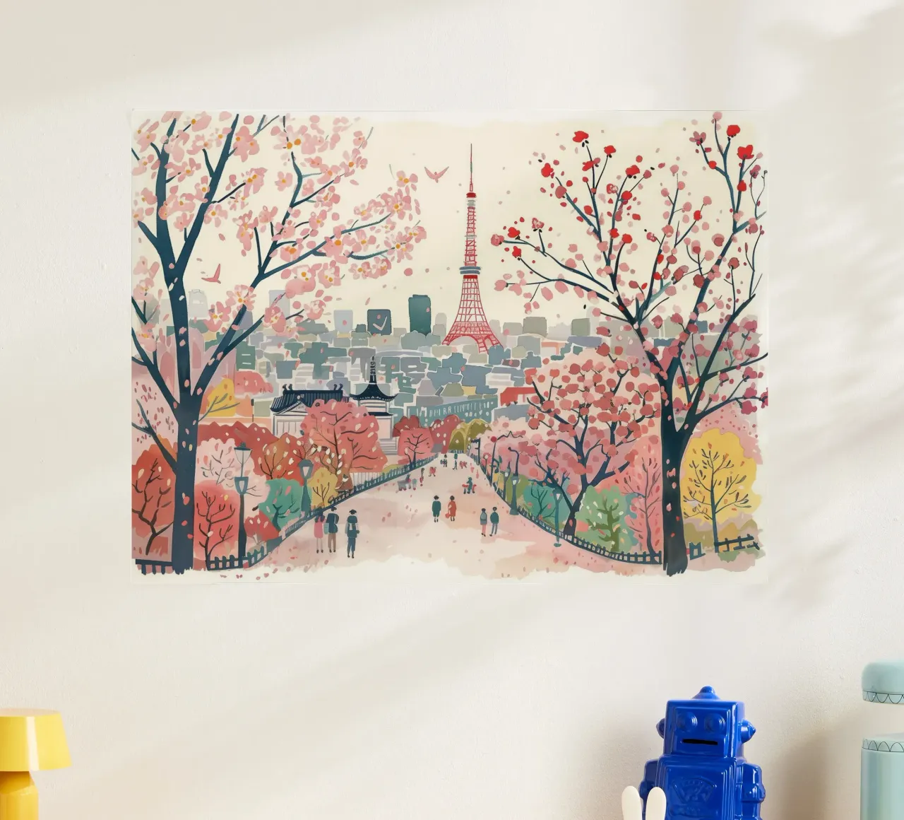 Tokio, Japan, Kersenbloesem, Sakura, Landschap Reiskunst poster van Peaches Art Prints