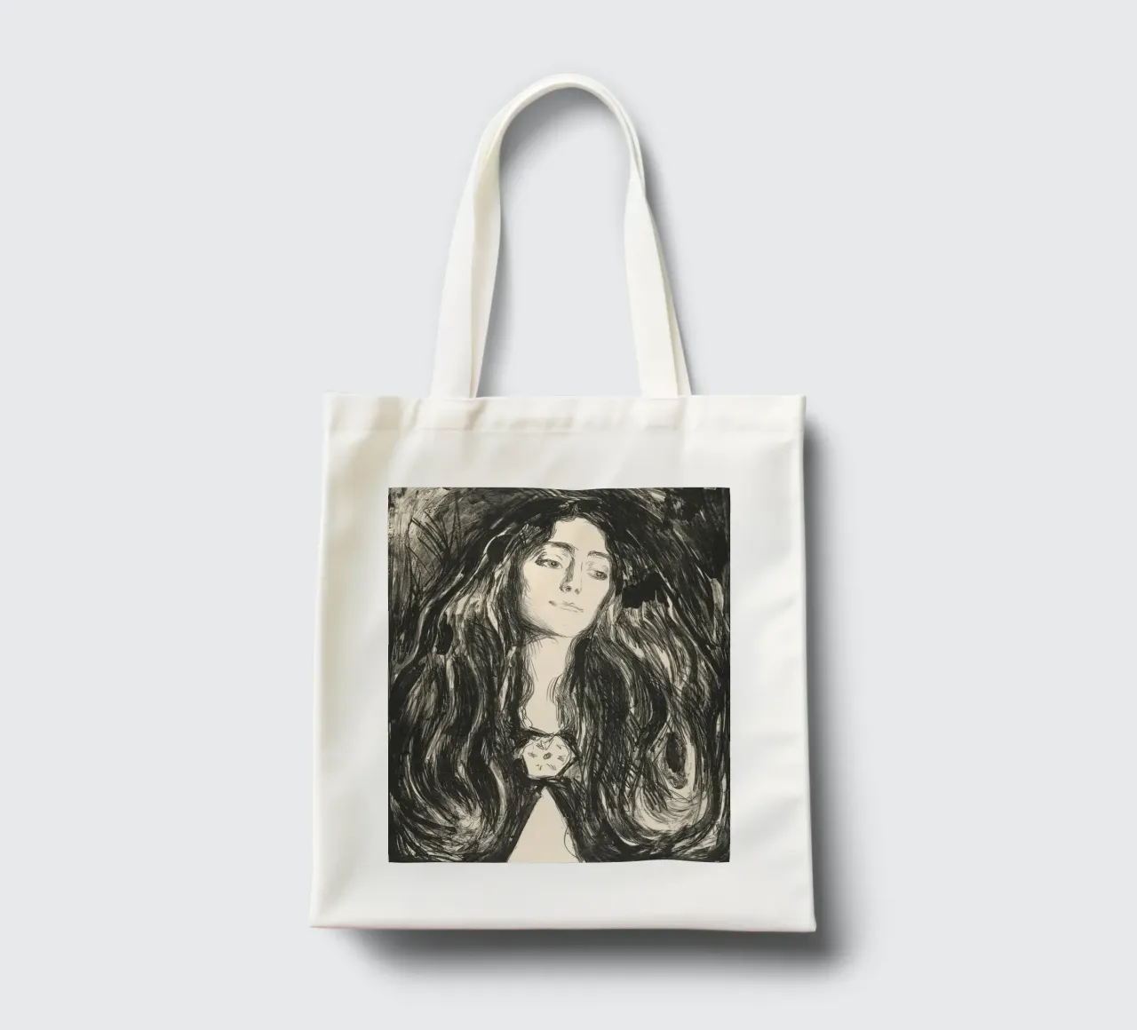 Edvard Munch - La spilla. Eva Mudocci borsa in juta da Timeless Artworks