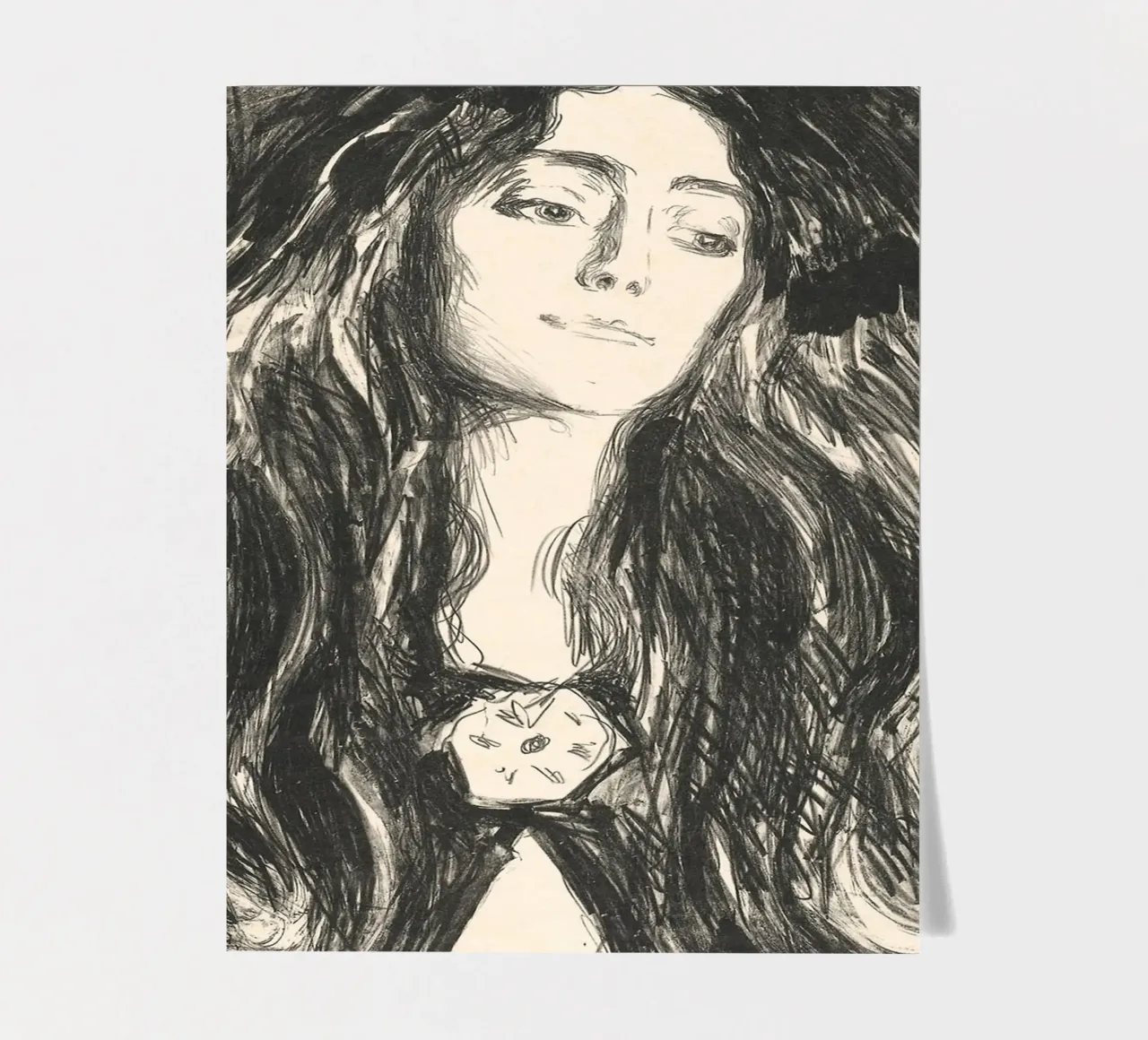 Edvard Munch - Die Brosche. Eva Mudocci Stickerbogen von Timeless Artworks