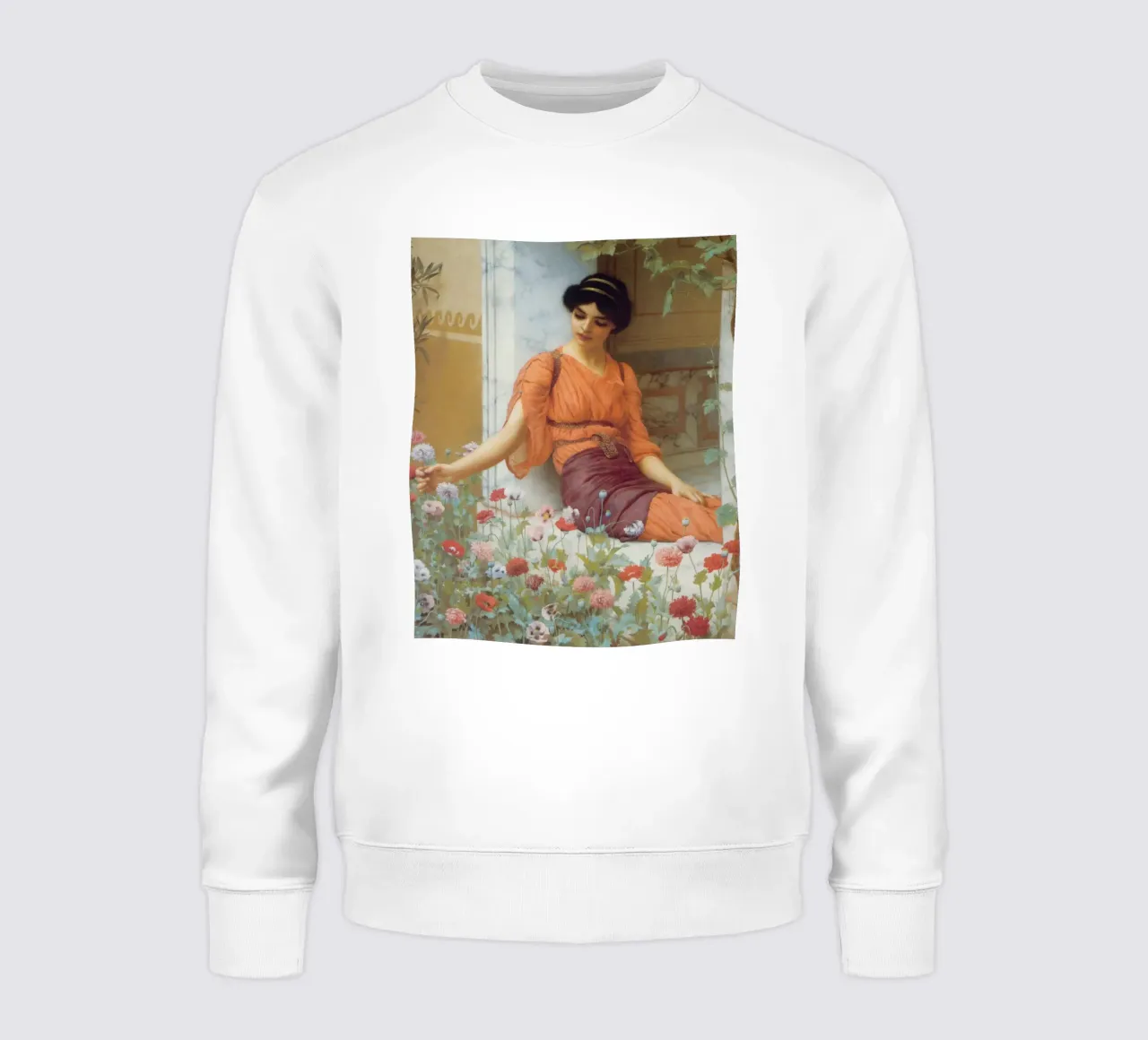 John William Godward - Summer Flowers sweatshirt by Timeless Artworks