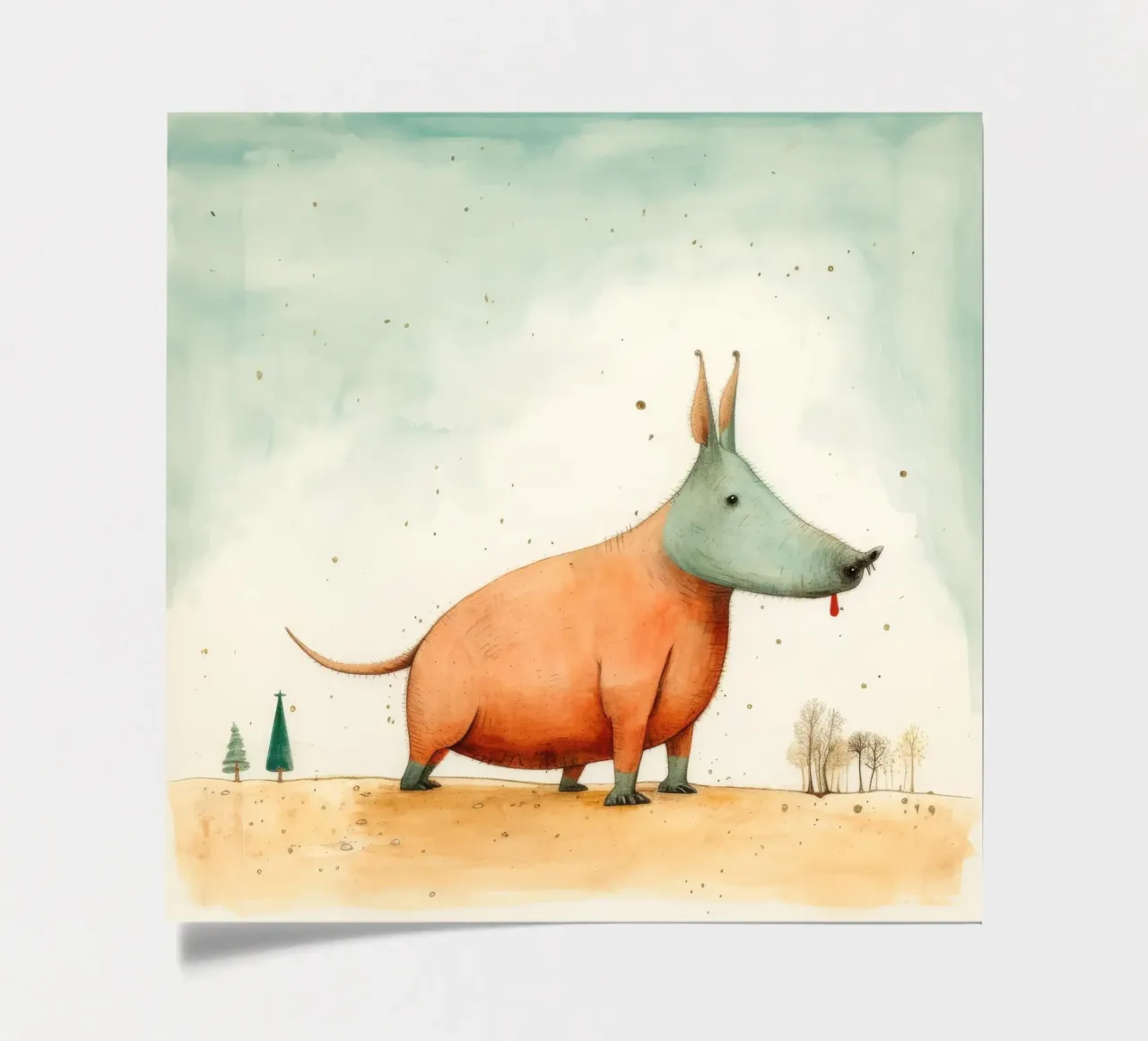 Minimal Aardvark 2 sticker sheet by Minimal Animal Art